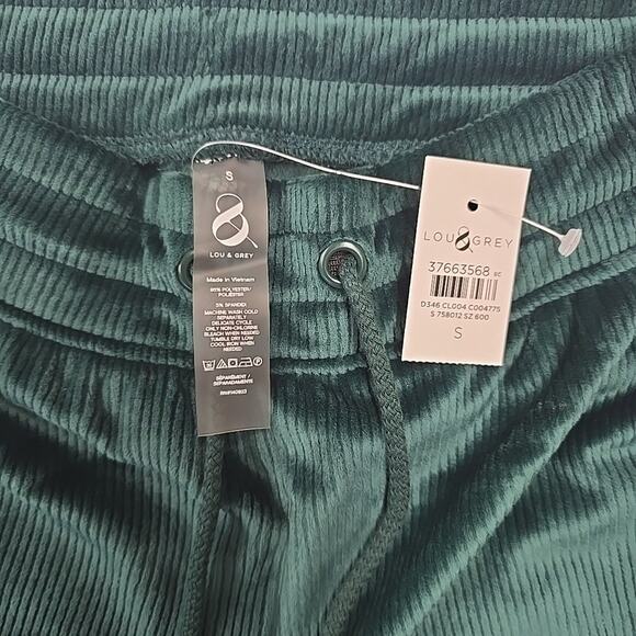 Lou & Grey Ribbed Velour 2-Piece Sweatshirt & Jogger Sz S PLUSH Loungewear Green - Picture 7 of 13